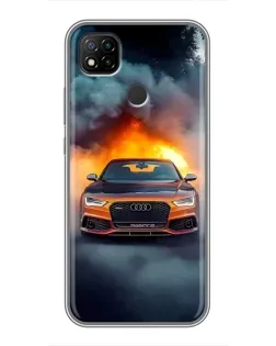 Чехол для Xiaomi Redmi 9c с картинкой «Audi в огненном дыму»