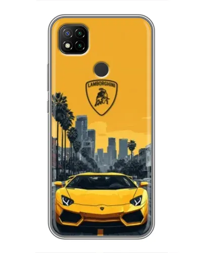 Чехол для Xiaomi Redmi 9c с картинкой «Желтый Lamborghini город»