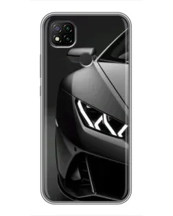 Чехол для Xiaomi Redmi 9c с картинкой «Lamborghini фары детализация»