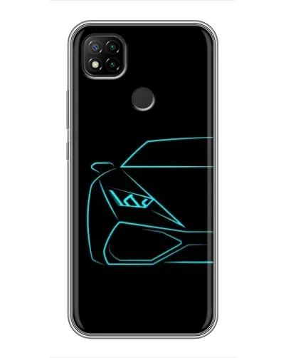 Чехол для Xiaomi Redmi 9c с картинкой «Голубой силуэт Lamborghini»
