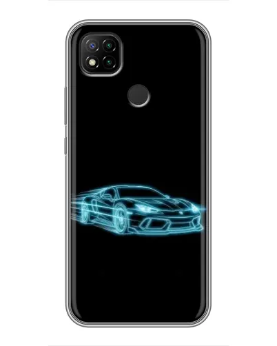 Чехол для Xiaomi Redmi 9c с картинкой «Неоновый контур Lamborghini»
