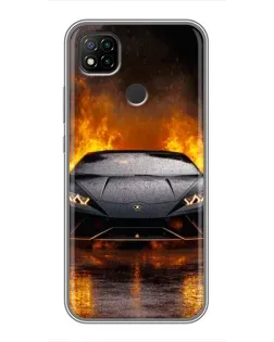 Чехол для Xiaomi Redmi 9c с картинкой «Lamborghini в огне»