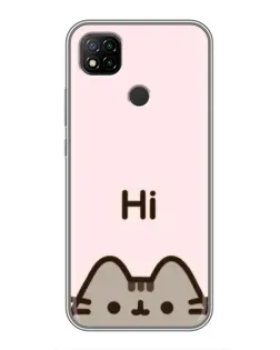 Чехол для Xiaomi Redmi 9c с картинкой «Пушин говорит Hi»