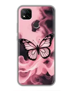 Чехол для Xiaomi Redmi 9c с картинкой «Бабочка в дыму»