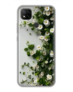 Чехол для Xiaomi Redmi 9c с картинкой «Ветка мелких белых цветов»