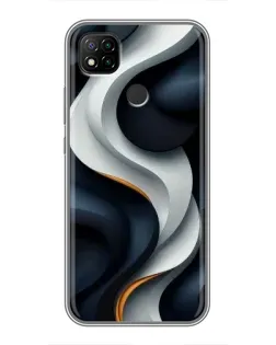 Чехол для Xiaomi Redmi 9c с картинкой «Объемные черно-белые ленты»