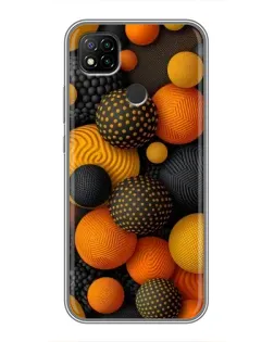 Чехол для Xiaomi Redmi 9c с картинкой «Объемные оранжевые сферы»