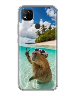 Чохол для Xiaomi Redmi 9c з картинкою «Капібара на морі»