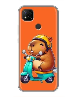 Чохол для Xiaomi Redmi 9c з картинкою «Капібара на скутері»