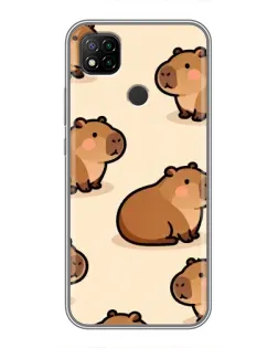 Чохол для Xiaomi Redmi 9c з картинкою «Паттерн милих капібар»