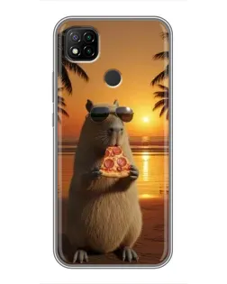 Чохол для Xiaomi Redmi 9c з картинкою «Капібара з піцою»