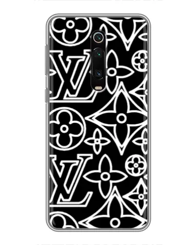 Чехол для Xiaomi Redmi K20 с картинкой «Черно-белый узор LV»