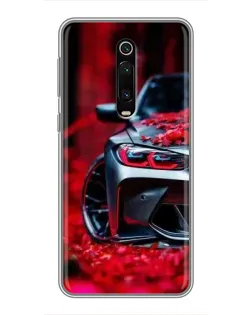 Чохол для Xiaomi Redmi K20 з картинкою «Спортивна BMW та квіти»