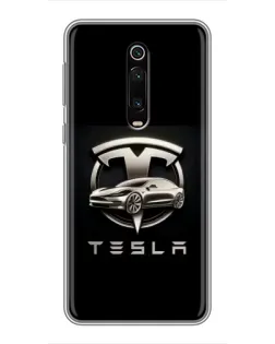 Чохол для Xiaomi Redmi K20 з картинкою «Tesla — срібне авто»