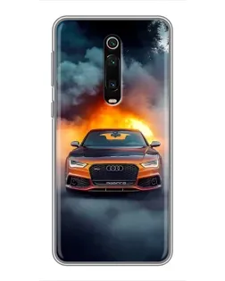 Чохол для Xiaomi Redmi K20 з картинкою «Audi у вогняному диму»