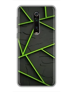 Чехол для Xiaomi Redmi K20 с картинкой «Зеленые геометрические линии»