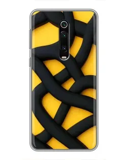 Чехол для Xiaomi Redmi K20 с картинкой «Черное желтое переплетение»