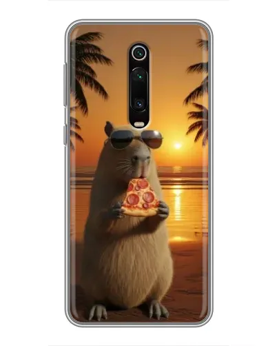 Чехол для Xiaomi Redmi K20 с картинкой «Капибара с пиццей»