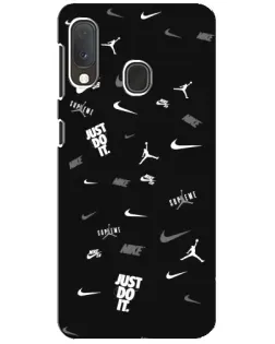 Чехол для Samsung Galaxy A20e с картинкой «Nike Black Pattern» Чехол для Samsung Galaxy A20e с картинкой «Nike Black Pattern»