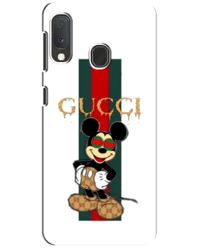 Чохол для Samsung Galaxy A20e з картинкою «Міккі Маус Gucci — смуги»