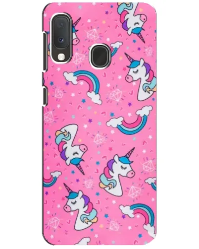 Чехол для Samsung Galaxy A20e с картинкой «Unicorn паттерн розовый»