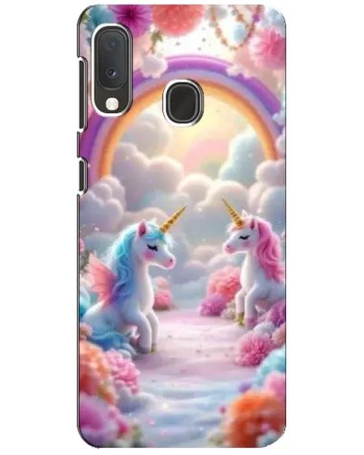 Чехол для Samsung Galaxy A20e с картинкой «Радуга и единороги»