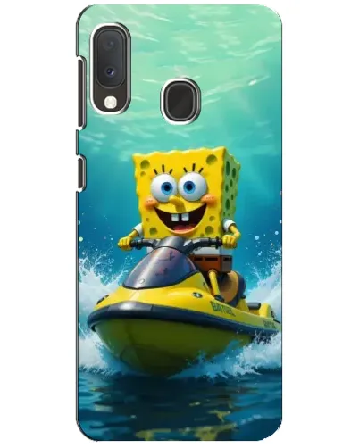 Чехол для Samsung Galaxy A20e с картинкой «Спанч Боб на гидроцикле»