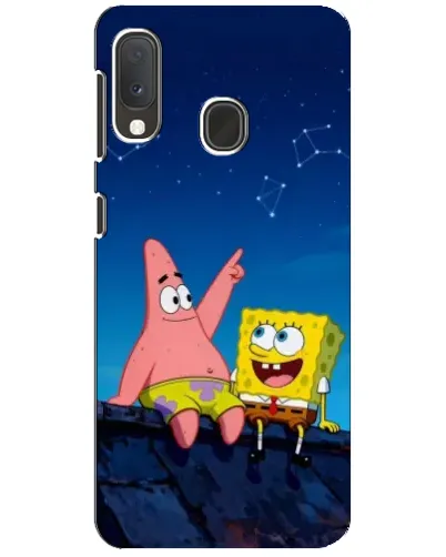Чехол для Samsung Galaxy A20e с картинкой «Губка Боб и Патрик ночью»