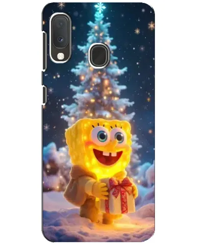 Чехол для Samsung Galaxy A20e с картинкой «Рождественский Спанч Боб»