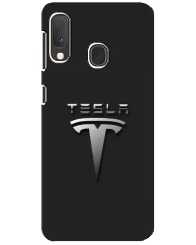 Чохол для Samsung Galaxy A20e з картинкою «Сталевий логотип Tesla»
