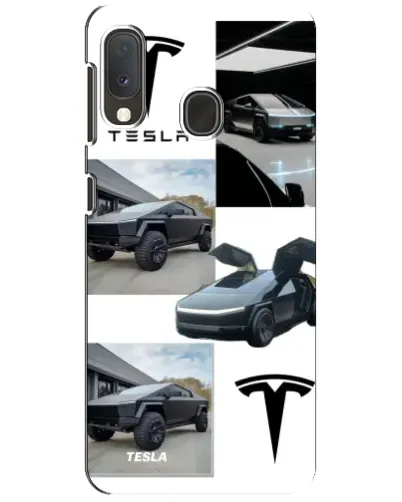 Чохол для Samsung Galaxy A20e з картинкою «Колаж Cybertruck Tesla»
