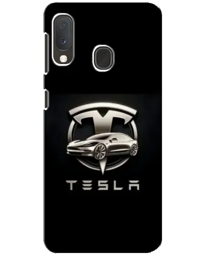 Чохол для Samsung Galaxy A20e з картинкою «Tesla — срібне авто»