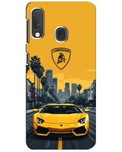 Чохол для Samsung Galaxy A20e з картинкою «Жовтий Lamborghini місто»