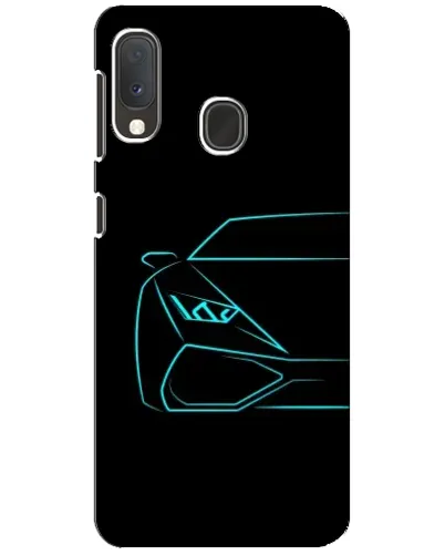 Чохол для Samsung Galaxy A20e з картинкою «Блакитний силует Lamborghini»
