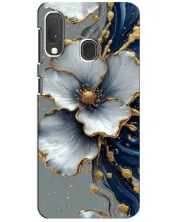 Чохол для Samsung Galaxy A20e з картинкою «Біла квітка та золотий флюїд»