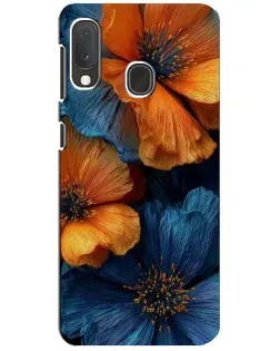 Чохол для Samsung Galaxy A20e з картинкою «Яскрава синьо-помаранчева флора»