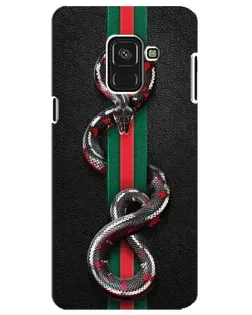 Чехол для Samsung Galaxy A8 Plus 2018 (A730F) с картинкой «Gucci — змея на полосе» Чехол для Samsung Galaxy A8 Plus 2018 (A730F) с картинкой «Gucci — змея на полосе»