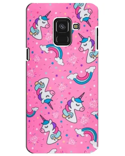 Чехол для Samsung Galaxy A8 Plus 2018 (A730F) с картинкой «Unicorn паттерн розовый»