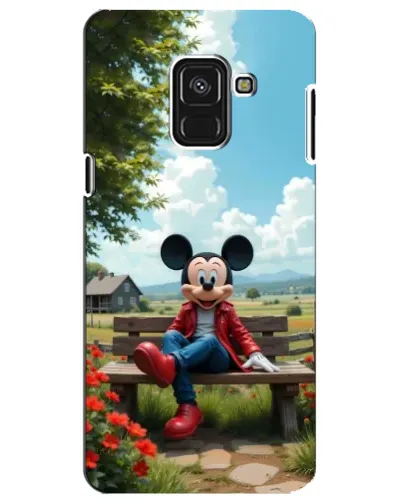 Чехол для Samsung Galaxy A8 Plus 2018 (A730F) с картинкой «Микки на скамейке»