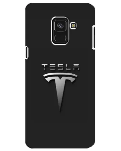 Чехол для Samsung Galaxy A8 Plus 2018 (A730F) с картинкой «Стальной логотип Tesla»