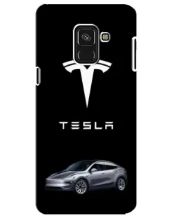 Чехол для Samsung Galaxy A8 Plus 2018 (A730F) с картинкой «Tesla Model Y»