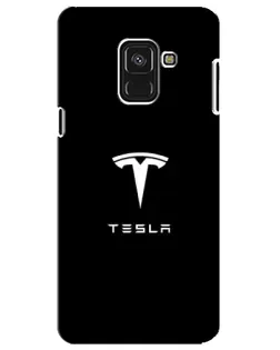 Чехол для Samsung Galaxy A8 Plus 2018 (A730F) с картинкой «Tesla White Logo»