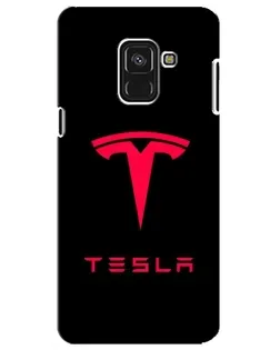 Чехол для Samsung Galaxy A8 Plus 2018 (A730F) с картинкой «Tesla Red Logo»
