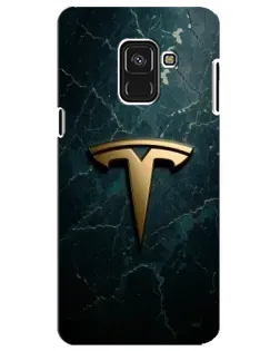 Чехол для Samsung Galaxy A8 Plus 2018 (A730F) с картинкой «Мраморная Tesla Gold»