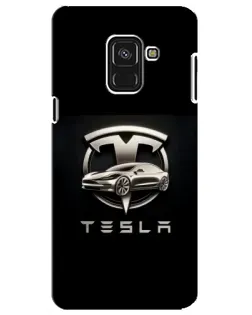 Чехол для Samsung Galaxy A8 Plus 2018 (A730F) с картинкой «Tesla — серебристое авто»