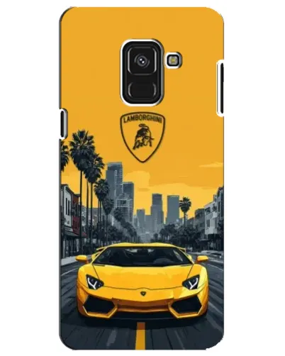 Чехол для Samsung Galaxy A8 Plus 2018 (A730F) с картинкой «Желтый Lamborghini город»