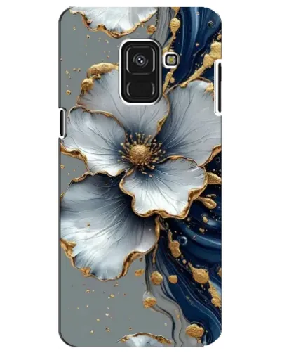 Чехол для Samsung Galaxy A8 Plus 2018 (A730F) с картинкой «Белый цветок и золотой флюид» Чехол для Samsung Galaxy A8 Plus 2018 (A730F) с картинкой «Белый цветок и золотой флюид»