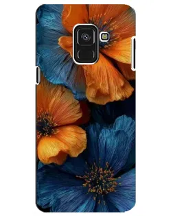 Чехол для Samsung Galaxy A8 Plus 2018 (A730F) с картинкой «Яркая сине-оранжевая флора»