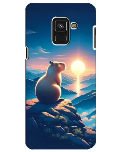 Чехол для Samsung Galaxy A8 Plus 2018 (A730F) с картинкой «Закат солнца с капибарой»