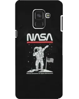 Чехол для Samsung Galaxy A8 2018 (A530F) с картинкой «NASA — шагаем по Луне»